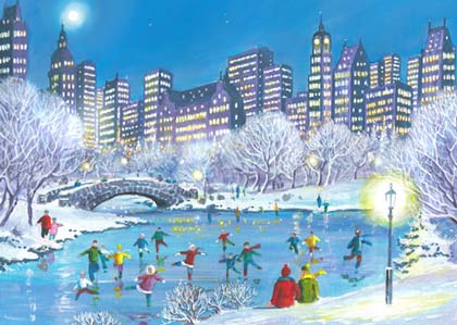 Moonlight Skate charity holiday card supporting Feeding America