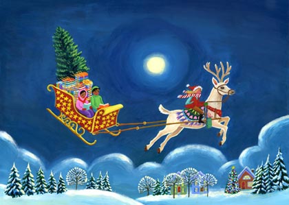 Reindeer Rider charity holiday card supporting ProLiteracy