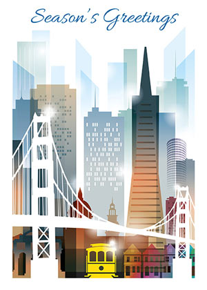 San Francisco Illustrated Skyline Holiday Card