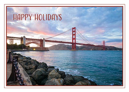 San Francisco Gold Gate Bridge at Sunset Holiday Card