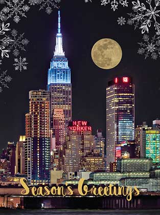 Super Moon over New York Holiday Card