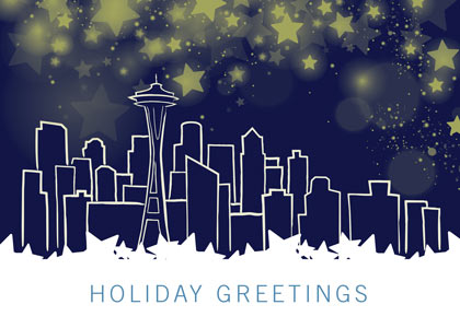Seattle Starry Night Business Holiday Card