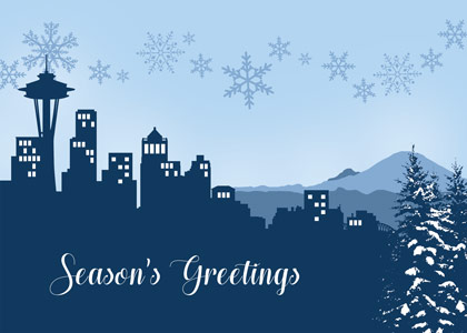 Snow in Seattle Holiday Card