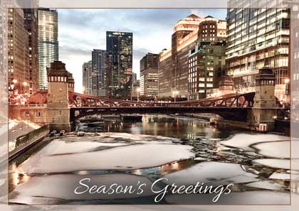 Chicago Winter Riverwalk Business Holiday Cards