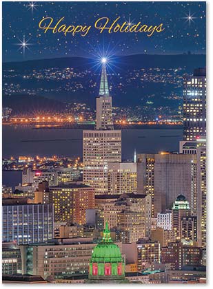 Star over San Francisco business Christmas cards