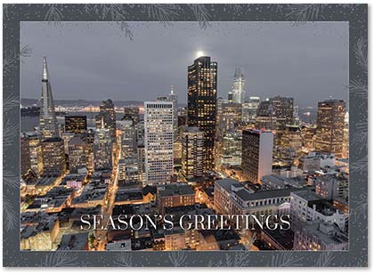 Moonrise over San Francisco Christmas and Holiday Cards