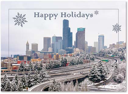 Seattle Under Snow business Holiday Card