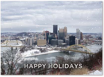 Pittsburgh Three Rivers Skyline Holiday Card