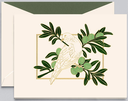 Crane DOVE IN OLIVE TREE Holiday Card