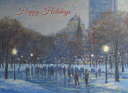 Twilight in the City Boston Holiday Card by Kevin Shea