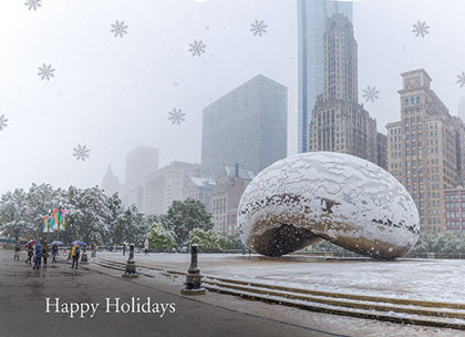 Chicago Snow in Millennium Park Christmas Card