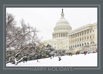 Washington Capitol Children Sledding Christmas Card