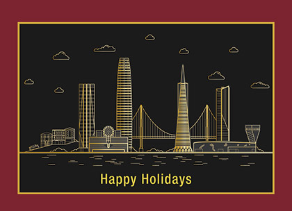San Francisco San Francisco Golden Skyline Holiday Card