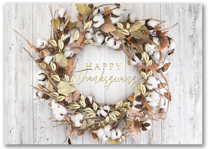 Rustic Autumn Leaf Thanksgiving Holiday Card