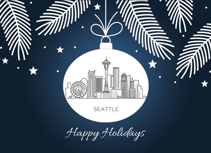 Seattle Skyline Holiday Ornament Card