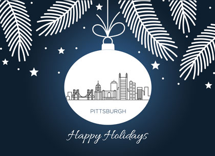 Pittsburgh Skyline Holiday Ornament Card