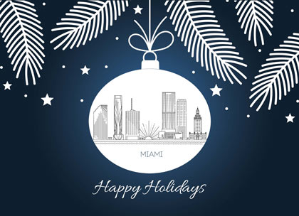Miami skyline Ornament Holiday Cards
