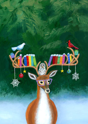 Book Rack (PLW2030) ProLiteracy Worldwide Charity Holiday Card from Artline Greetings