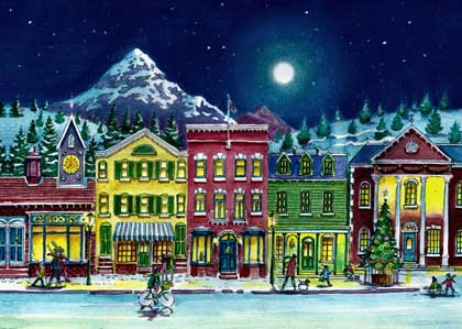 Mountain Moonlight (WE2034) WE charity holiday cards from Artline Greetings