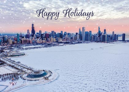 The Golden Hour Skyline of Chicago holiday card