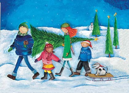 Bringing Home The Tree Child Welfare League of America Charity Holiday Card