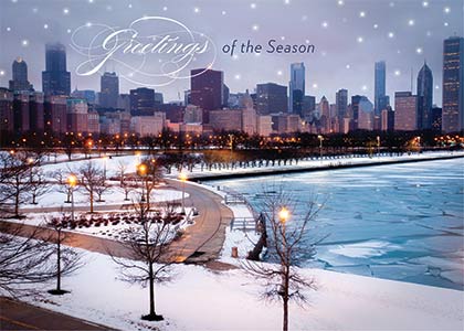 Chicago Lakefront Skyline Holiday Card