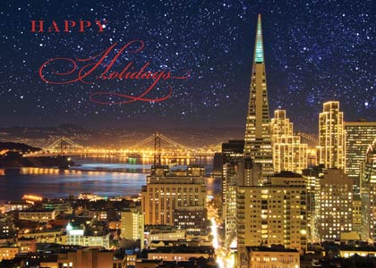 Starlit San Francisco Business Holiday Card