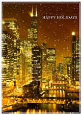 Chicago at Night Holiday Card