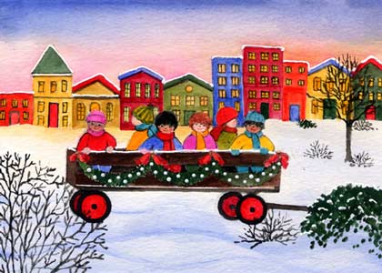 Wagon of Friends (FTC1423) Charity Christmas Card