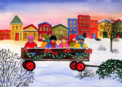 Wagon of Friends Wagon of Friends (FTC1423) Charity Christmas Card