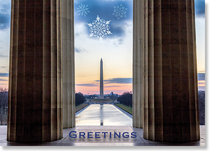 Washington Monument Sunrise Holiday Card