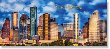 Panorama of the afternoon Houston Skyline Holiday Card