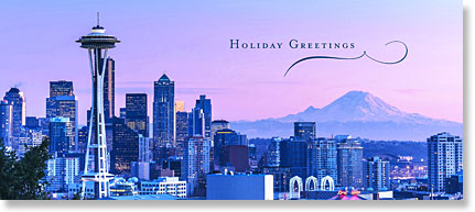Seattle Skyline Panorama Holiday Card