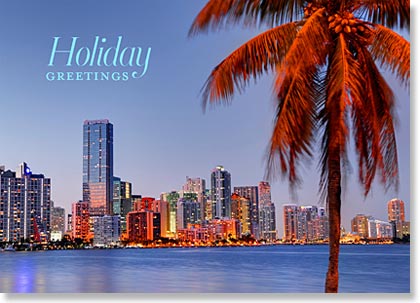 Skyline of Miami Holiday Card