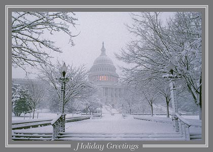 Snowfall on Washington Christmas Card
