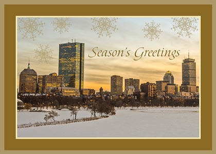 Sunset over the Charles Boston Holiday Card