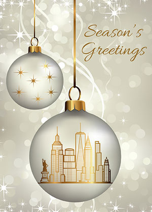 New York Ornaments Holiday Greetings Card