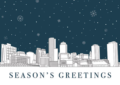 Boston Seaport Skyline Christmas Holiday Card