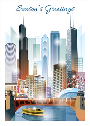 Chicago City View Holiday Card