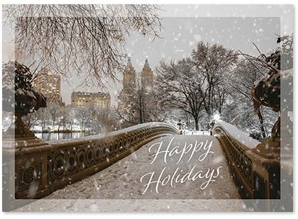 Bow Bridge Winter Bow Bridge Winter in New York's Central Park Holiday Card
