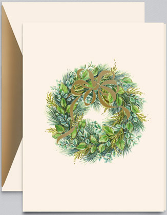 Evergreen Wreath William Arthur Christmas Holiday Cards