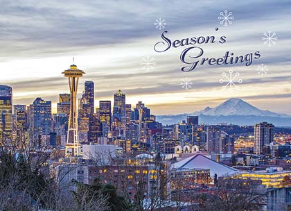 Early Morning in Seattle Holiday Card