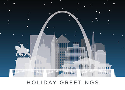 Night Skyline of St. Louis Holiday Card