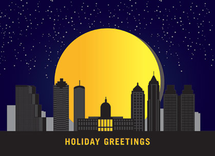 Atlanta Moonrise Holiday Card