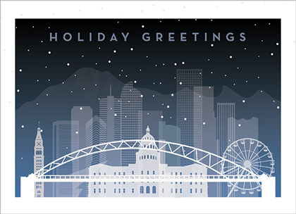 Denver Night Skyline Holiday Card