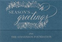 This upscale holiday card features  Season's Greetings with a garland of laurel on the front cover of this heavy stock Stardream Lapis Cover with a flat silver ink.  The inside of the card can be customized to what you wish and that can be printed in Silver with Thermography or Flat printing.