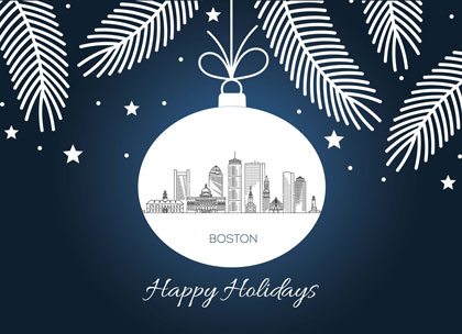 Boston Holiday Ornament (D1943) Holiday Card