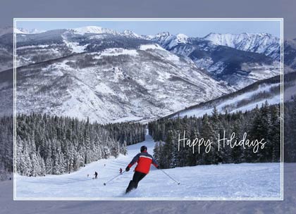 Skiing in Colorado Snow Holiday Card