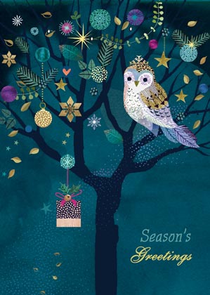 Sparkly Owl (FA2146) Feeding America charity holiday card from Artline Greetings