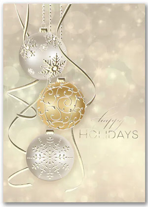 Golden Baubles Ornaments Holiday Card